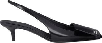 Courr&egrave;ges Pumps in pelle con cinturino posteriore 45mm - Nero
