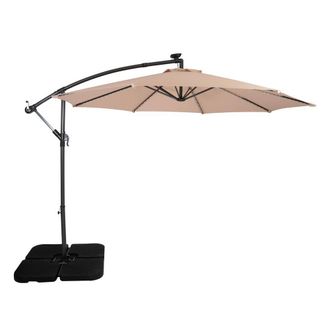 MonsterShop LED Cantilever Parasol 3m With Square Base - Beige