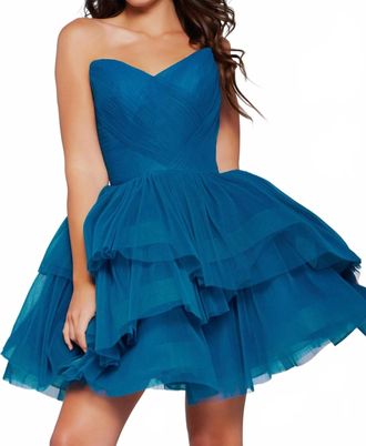 Jovani Fit And Flare Strapless Dress In Peacock