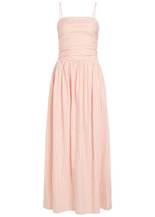 Faithfull The Brand Portlligat Striped Cotton-poplin Maxi Dress - Light Pink - XL (UK16 / XL)