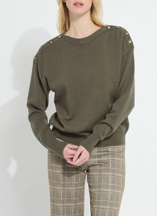 Lyss&eacute; Adelaide Button Trim Pullover Sweater