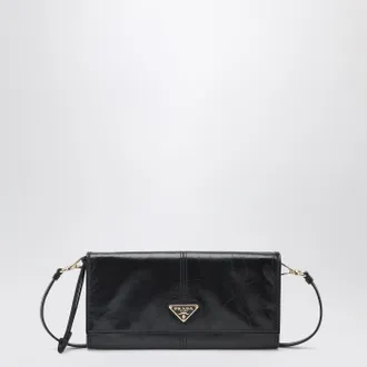 Prada Black leather wallet with shoulder strap