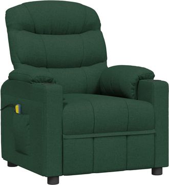 vidaXL Sill&oacute;n De Masaje De Tela Verde Oscuro Vidaxl