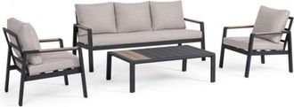 Konte Design Sal&oacute;n con 1 sof&aacute;,2 sillones,1 mesa de centro de aluminio antracita