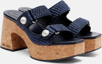 Jimmy Choo London Fayence raffia-effect platform sandals