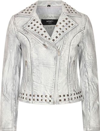 TruClothing Cross Zip Studded Brando Biker Leather Jacket
