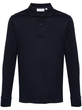 Calvin Klein logo-patch cotton polo shirt - Blue