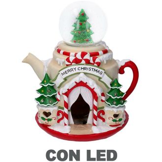 Vacchetti Tetera Resina Led Bola Cristal Rojo Cm25x22x28