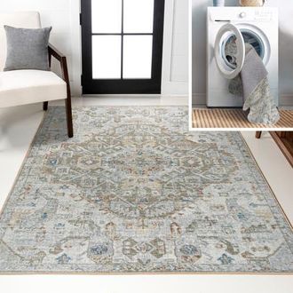 Jonathan Y Designs Shaemus Bohemian Medallion Low-Pile Machine-Washable Area Rug in Cream/brown/green at Nordstrom, Size 3Ft 0In X 5Ft 0In
