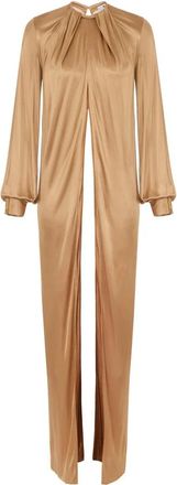 Elisabetta Franchi Glanzende Jersey Lange Blouse - Dames - Kimonos - Beige - S - Overhemden