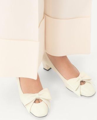 Valentino Garavani D&eacute;collet&eacute; Bowow In Capretto 45Mm Donna AVORIO 35.5