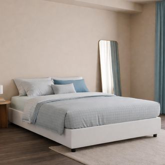 Dmora Dmora - Cama Matrimonial Dcacac, Cama Contenedor Con Revestimiento De Tela, 100% Made In Italy, Apertura Frontal, Con Colch&oacute;n 160x190 Cm Incluido, Bla