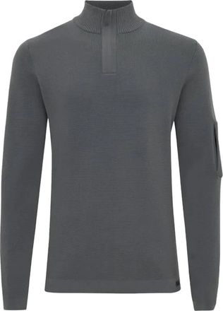 Genti Turtle Zip LS - Heren - Coltruien - Grijs - S - Truien & Vesten