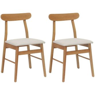 vidaXL Dining Chair 2 pcs Natural and Light Solid Rubber Wood vidaXL
