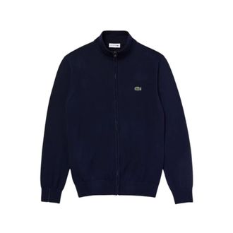 Lacoste Stand-up Collar Zippered Pullover - male - Lacoste - Cardigans - Blue - 2XL - Knitwear