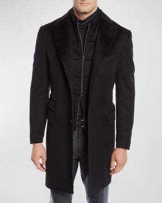 Corneliani Mens ID Wool Top Coat, Black