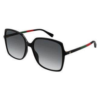 Gucci Emblem Rechthoekige Zonnebril - unisex - Zonnebrillen - Zwart - ONE Size - Nylon - Accessoires