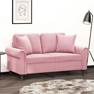 vidaXL vidaXL Divano a 2 Posti con Cuscini Rosa 120 cm in Velluto