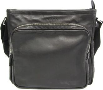 Prada Pre-owned Leather prada-bags - unisex - Vintage Schoudertas - Zwart - ONE Size - Leer - Vintage