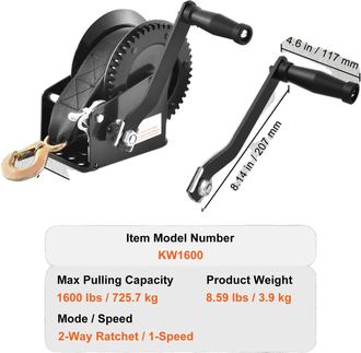 OEM Cabrestante Manual, Capacidad De 3500 Lb, Mango Ergon&oacute;mico, 1600 Lb
