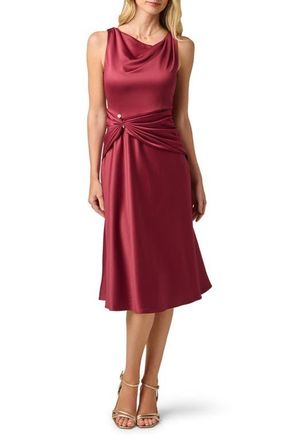 Adrianna Papell Cowl Neck Satin Crepe Dress in Crimson Haze at Nordstrom, Size 14