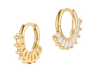MeMe London Meme London Gold Tone Crystal Hoop Earrings Size S