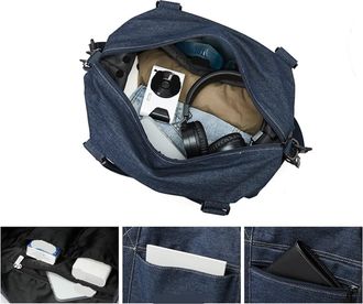 Generic Compatible For Casual Weekends Overnight Luggage Travel Bag Women Men Dry Wet Pockets Duffle Unisex Sport Fitness Gym(Color C-Denim Blue)