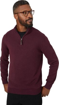 Maine Premium Pure Cotton Half Zip Funnel Jumper, M, burgundy