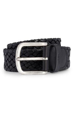 BOSS Sash Woven Leather Belt in Black at Nordstrom Rack, Size 32