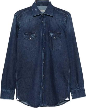 Sartorio Napoli Camicia Sartorio Napoli In Denim Con Inserti
