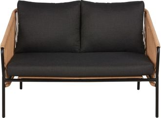 Maisons du monde Sof&aacute; de jard&iacute;n de 2 plazas de resina reciclada beige y metal negro