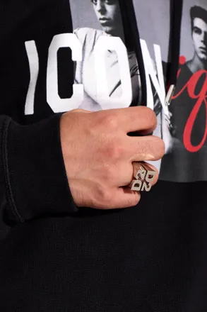 Dsquared2 Signet Ring With Logo, Mens, Silver