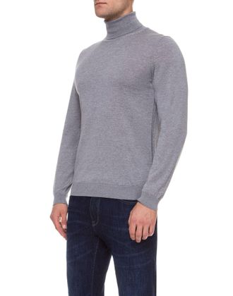 HUGO BOSS Mens Musso-P Turtleneck Sweater Grey Clothing > Knitwear