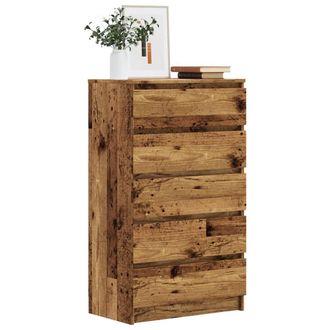 Berkfield Home Drawer Cabinet Old Wood 60x36x103 cm Engineered Wood in Brown | Size: 60 x 36 x 103 cm