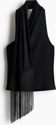 H&M One-Shoulder-Top mit Schalkragen - Schwarz