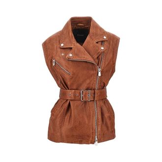 Pinko Leather biker vest Woman 38