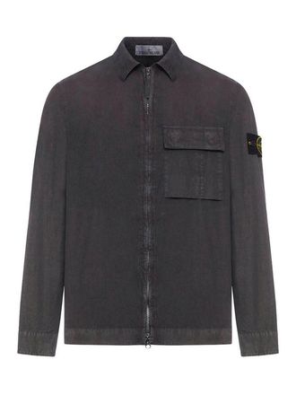 Stone Island Grey Shirt With Zip And Pocket