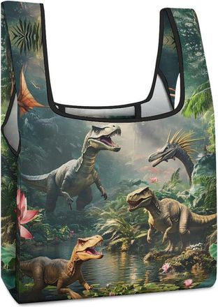 Generic Dinosaur World Shopping Bag Reusable Grocery Tote Bag Foldable Handbag for Travel Picnic