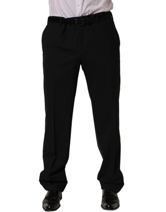 Dolce & Gabbana Virgin Wool Tapered Leg Trousers - Black