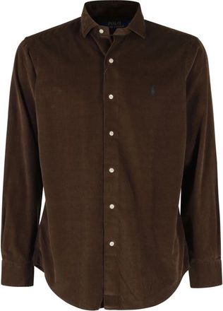 Polo Ralph Lauren Fluweel Shirt Klassiek Lange Mouw Bruin - Heren - Casual Overhemden - Bruin - L - Katoen - Overhemden
