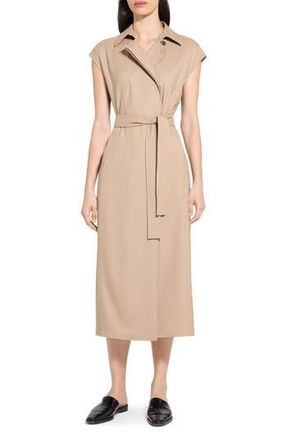 Theory Dolman Sleeve Trench Coat Midi Dress in New Camel at Nordstrom Rack, Size Small