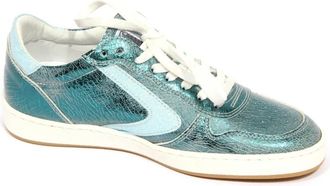 Valsport Gescheurde leren lam&eacute; schoen in turquoise - Dames - Sneakers - Blauw - 36 EU - Schoenen