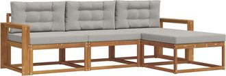 vidaXL Conjunto De Sof&aacute;s De Exterior 4 Uds. Gris Natural Y Claro Vidaxl