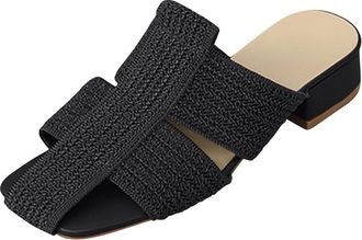 Generic Black Womens Slip-On Design Lazy Slippers with Closed Toe Summer Fashion Casual Comfortable Walking Shoes Mesh Upper