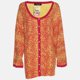 Anna Scholz Red/yellow Animal Print Jersey Cardigan