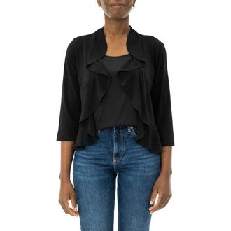Nina Leonard Mesh Dot Bolero Cardigan in Black at Nordstrom Rack, Size X-Large