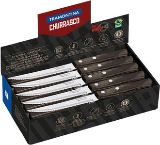 Tramontina Tramontina - Caja Expositora 60 Cuchillos De Asado Polywood Casta&ntilde;o