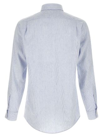 Polo Ralph Lauren Micro-Striped Linen-Cotton Shirt - Blue