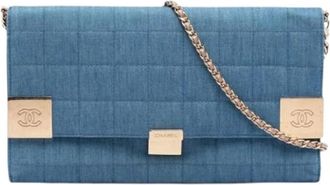 Chanel Pre-owned Quilted Denim Shoulder Bag - Dames - Vintage Clutch - Blauw - ONE Size - Denim - Vintage