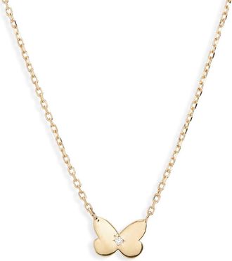 Anzie Jac + Jo Icon Butterfly Pendant Necklace in Clear/gold at Nordstrom, Size One Size Oz